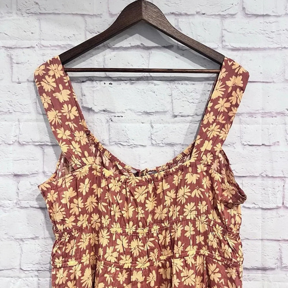 Gap Tie Neck Smocked Mini Sundress Lined Floral Print Boho Casual Size XXL - Picture 5 of 13